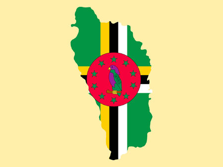 map of Dominica and Dominican flag illustrationのイラスト素材