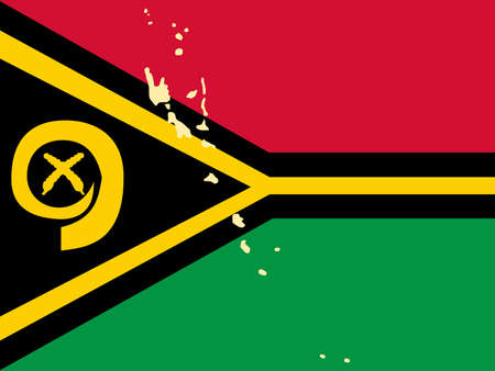 map of vanuatu and their flag illustrationの写真素材