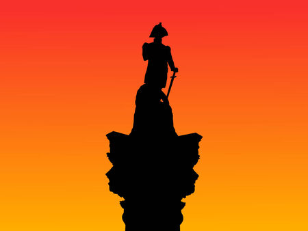 Nelson Column Trafalgar Square London England at sunsetのイラスト素材