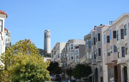coit tower and San Francisco street scene
