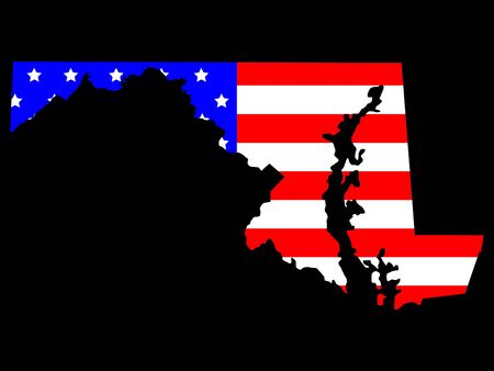 Map of the State of Maryland and American flagの写真素材