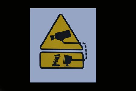 CCTV images are being watched by security personnel signの写真素材