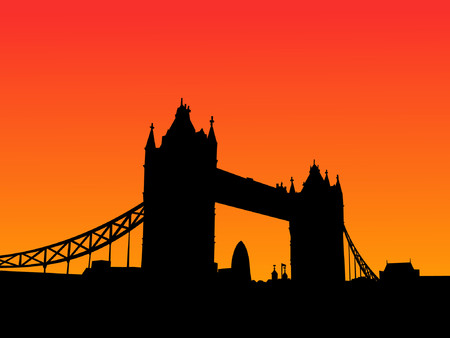 Tower Bridge London at sunset with colorful skyのイラスト素材