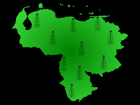 Map of Venezuela and oil derricks illustrationのイラスト素材