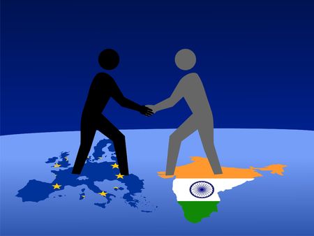 European and Indian business men meeting with handshakeの写真素材