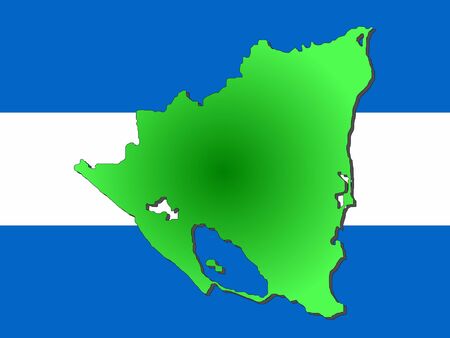 map of Nicaragua and Nicaraguan flag illustrationの写真素材