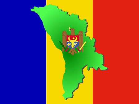 map of Moldova and Moldavian flag illustrationの写真素材