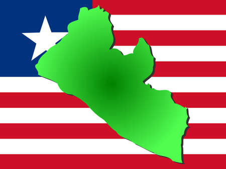 map of Liberia and Liberian flag illustrationの写真素材