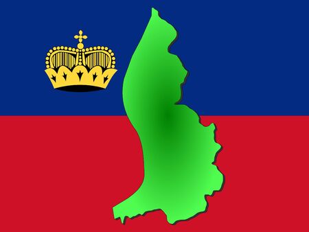 map of Liechtenstein and their flag illustrationの写真素材