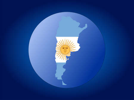 map and flag of Argentina globe illustrationの写真素材