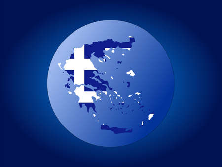 map and flag of Greece globe illustrationの写真素材