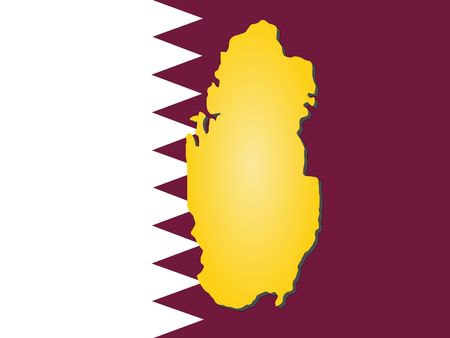 map of Qatar and their flag illustrationの写真素材