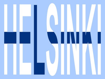 city of Helsinki with flag of Finlandの写真素材