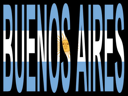 city of Buenos Aires with flag of Argentinaの写真素材