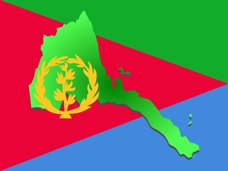 map of Eritrea and their flag illustrationの写真素材