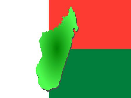 map of Madagascar and their flag illustrationの写真素材
