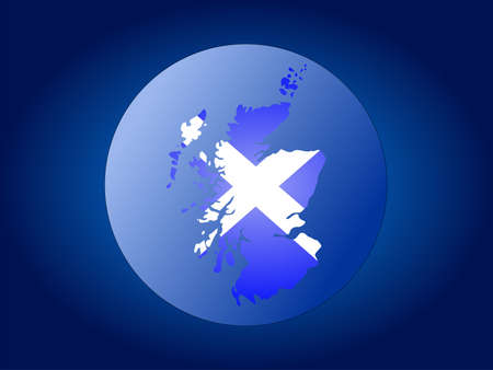 map and flag of Scotland globe illustrationの写真素材