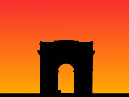 Arc de Triomphe Paris at sunset illustrationの写真素材