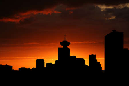 Vancouver skyline at sunset illustrationの写真素材