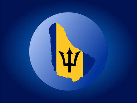 map and flag of Barbados globe illustrationの写真素材