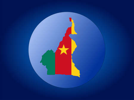 map and flag of Cameroon globe illustrationの写真素材
