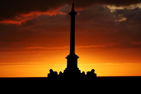 Nelson's Column Trafalgar Square at sunset illustrationの写真素材