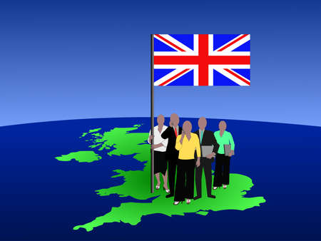 British business team with map and flagの写真素材