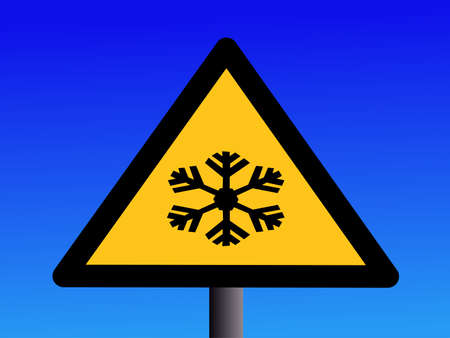 Industrial hazard symbols extreme cold on blue illustrationの写真素材