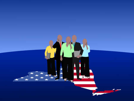 New York business team with lap tops and cell phonesの写真素材