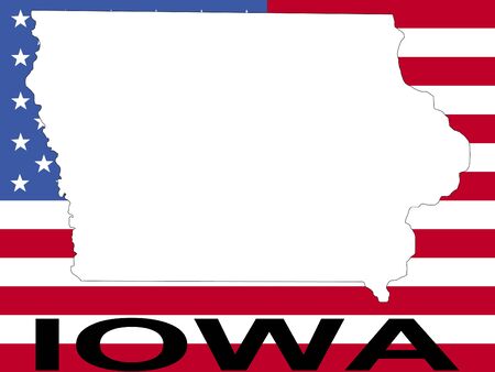 map of Iowa on American flag illustrationの写真素材