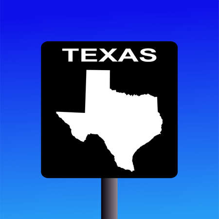 Blank Texas highway sign on blue illustrationの写真素材