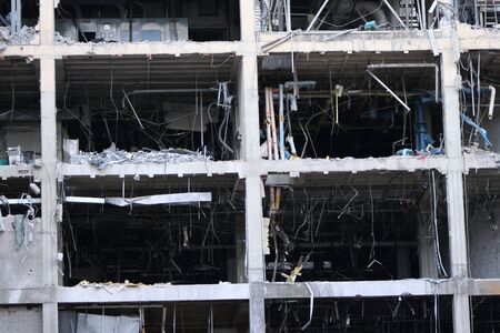 demolition site background with shell 