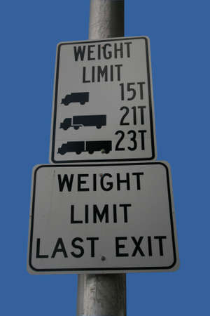 truck weight limit sign with symbols of different sized vehicles