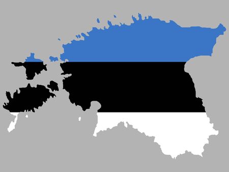 map of Estonia and Estonian flag illustrationの写真素材