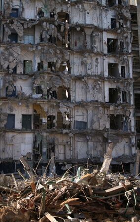 building under demolition background