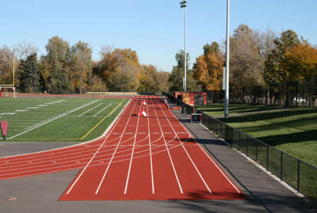 High school running track and football field