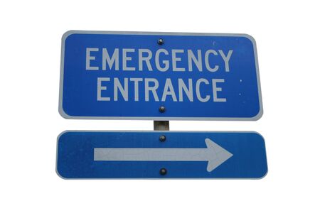 Emergency entrance sign isolated on whiteの写真素材