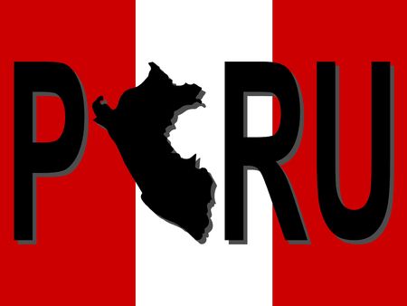 Peru text with map on flag illustrationの写真素材