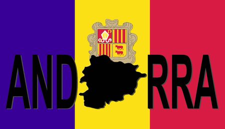 Andorra text with map on flag illustrationの写真素材