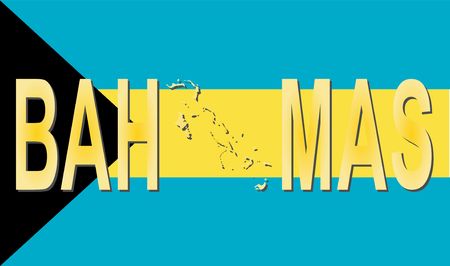Bahamas text with map on flag illustrationの写真素材