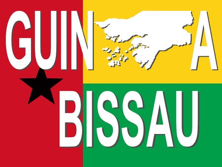 Guinea Bissau text with map on flag illustrationの写真素材