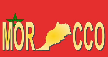 Morocco Text With Map on flag illustrationの写真素材