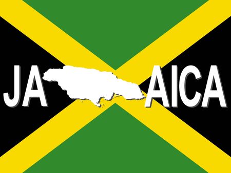 Jamaica text with map on flag illustrationの写真素材