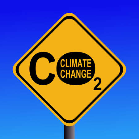 warning Climate change CO2 emissions sign illustrationの写真素材