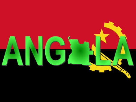 Angola text with map on flag illustrationの写真素材