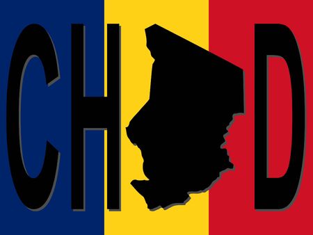 Chad text with map on flag illustrationの写真素材