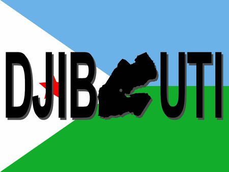 Djibouti text with map on flag illustrationの写真素材