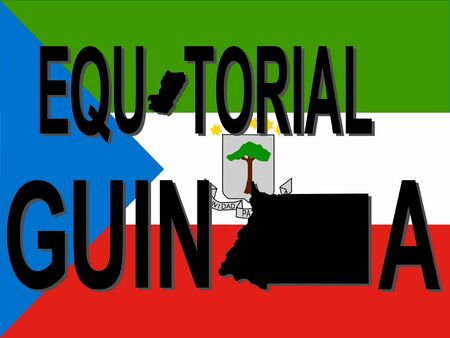 Equatorial Guinea text with map on flag illustrationの写真素材
