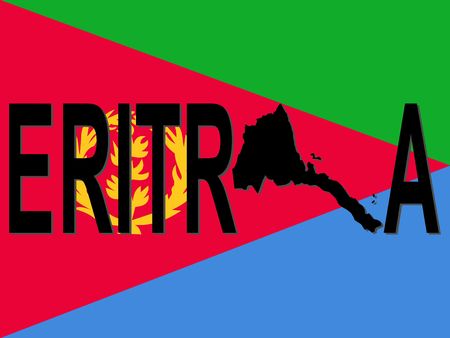Eritrea text with map on flag illustrationの写真素材
