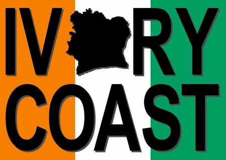 Ivory Coast text with map on flag illustrationの写真素材